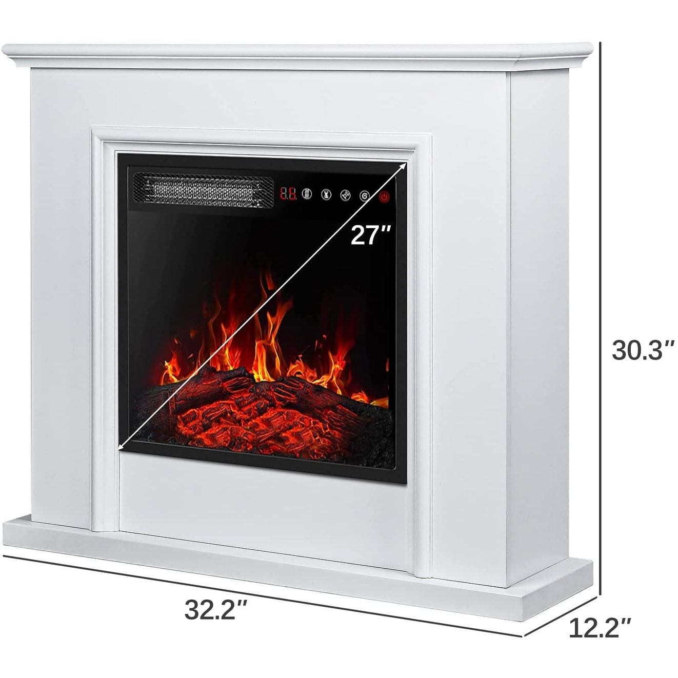 BOSSIN Cheminée électrique 43 pouces avec manteau, insert de cheminée électrique 23 pouces, meuble TV indépendant avec foyer en bois