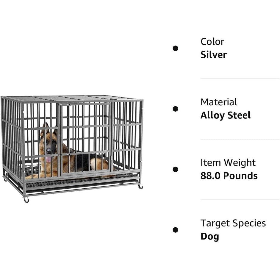Cage pour chien BOSSIN 48/38 pouces, très résistante et indestructible, cage à chien anti-fuite avec roues verrouillables.