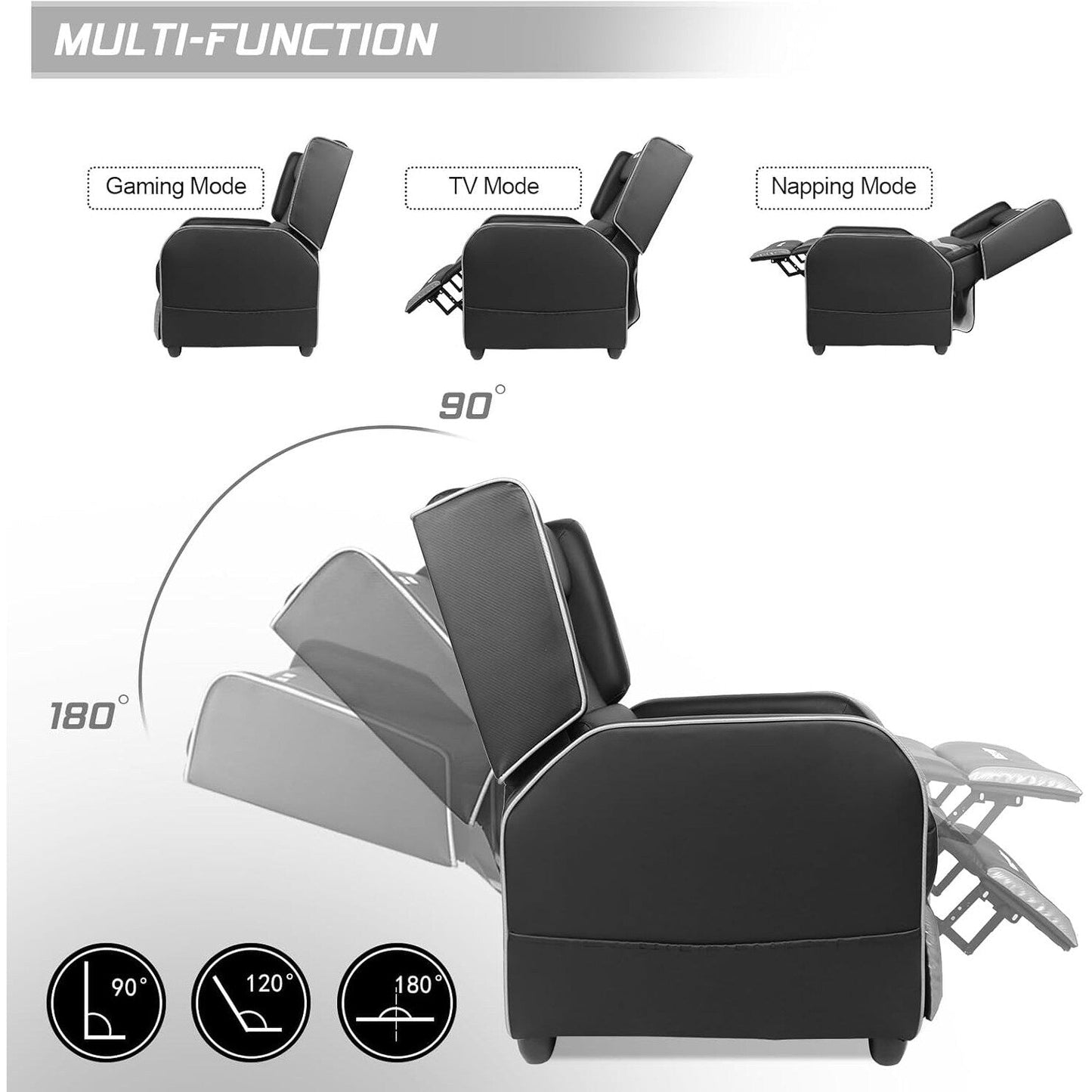 BOSSIN Fauteuil inclinable de jeu ergonomique en cuir PU pour salon