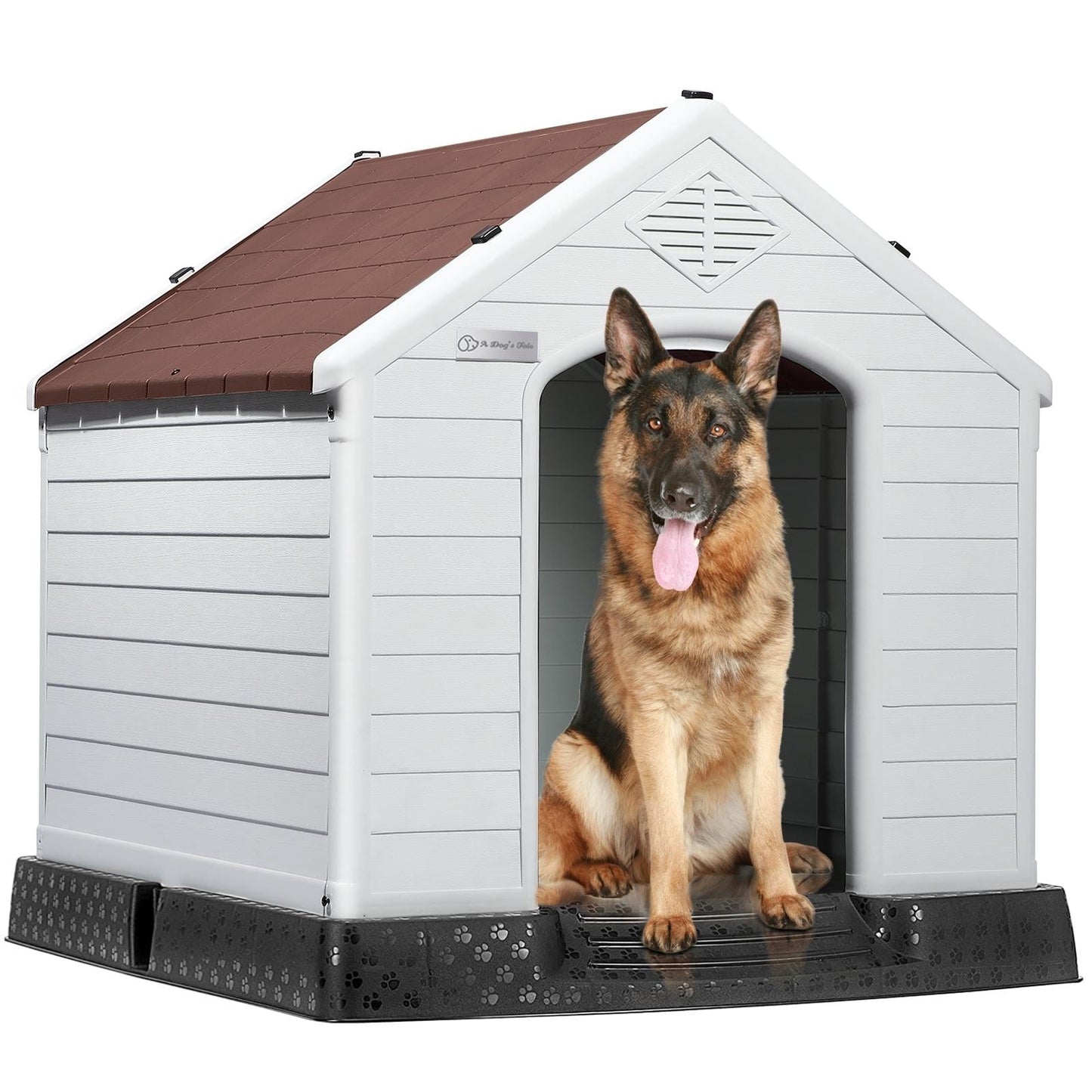 BOSSIN Cabane pour chien en plastique pour chiens de petite à grande taille, abri pour chiot isolé pour intérieur et extérieur avec sol surélevé