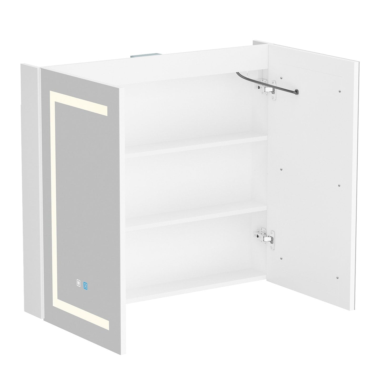 Armoire à pharmacie de salle de bain avec miroir LED anti-buée 6000K, armoire murale blanche