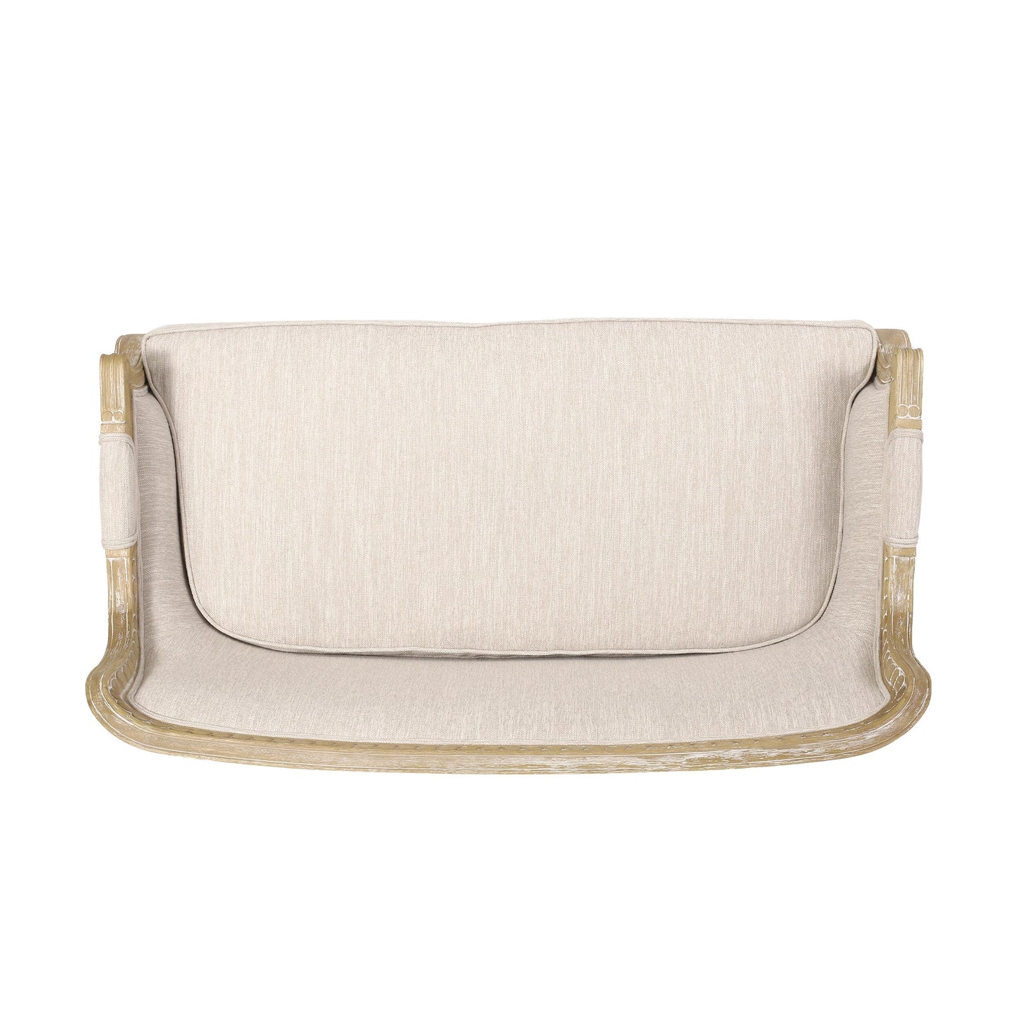 Canapé deux places en bois couleur beige brun avec cadre en bois de caoutchouc