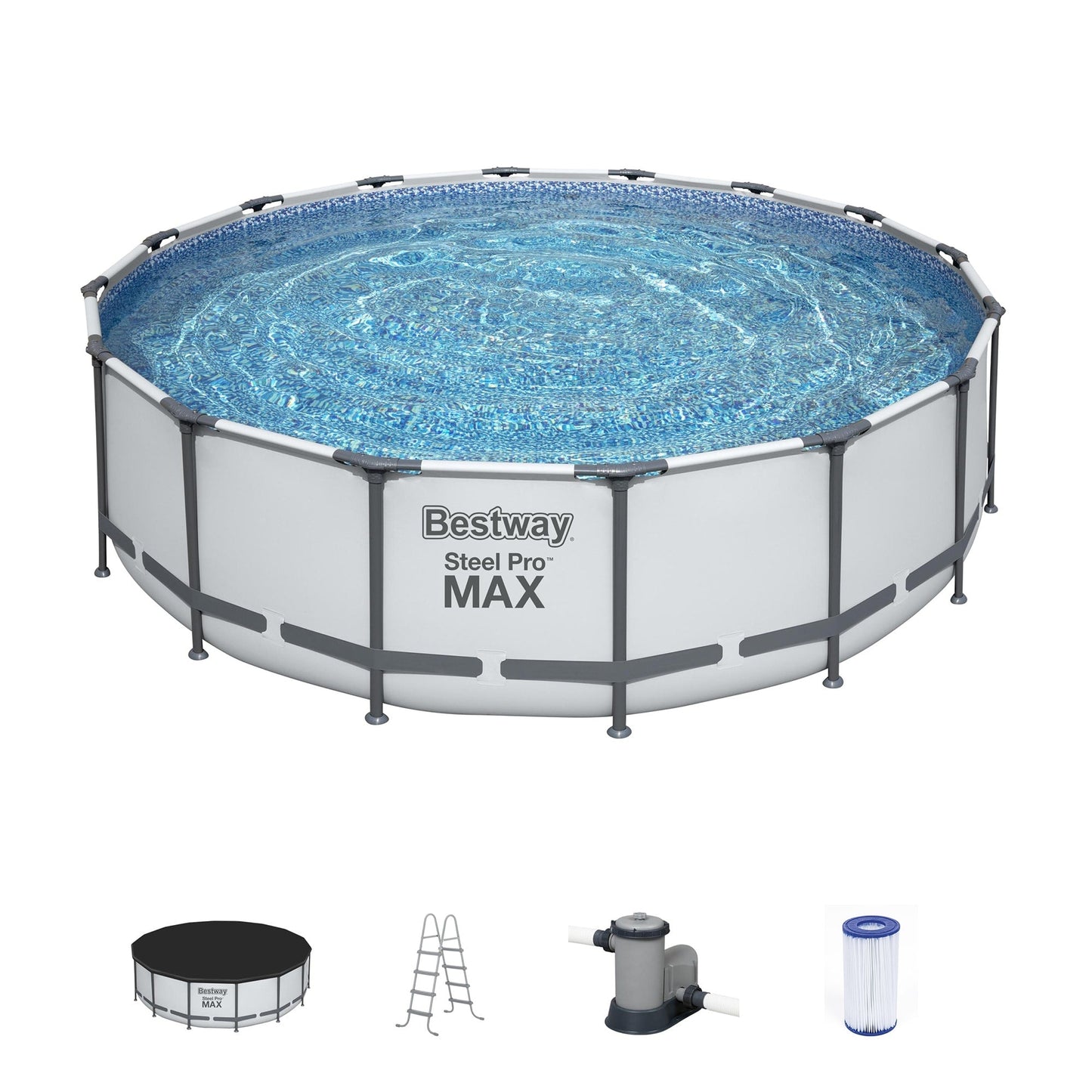 Piscine hors sol Bestway Steel Pro MAX ronde avec pompe et couverture