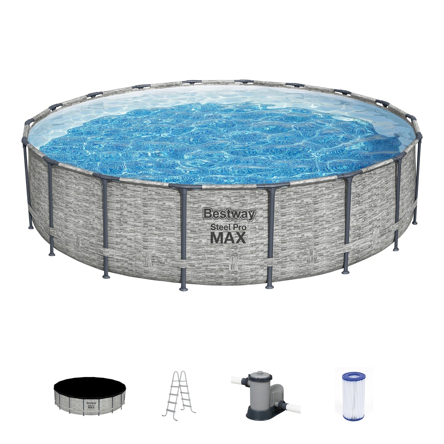 Piscine hors sol Bestway Steel Pro MAX ronde avec pompe et couverture