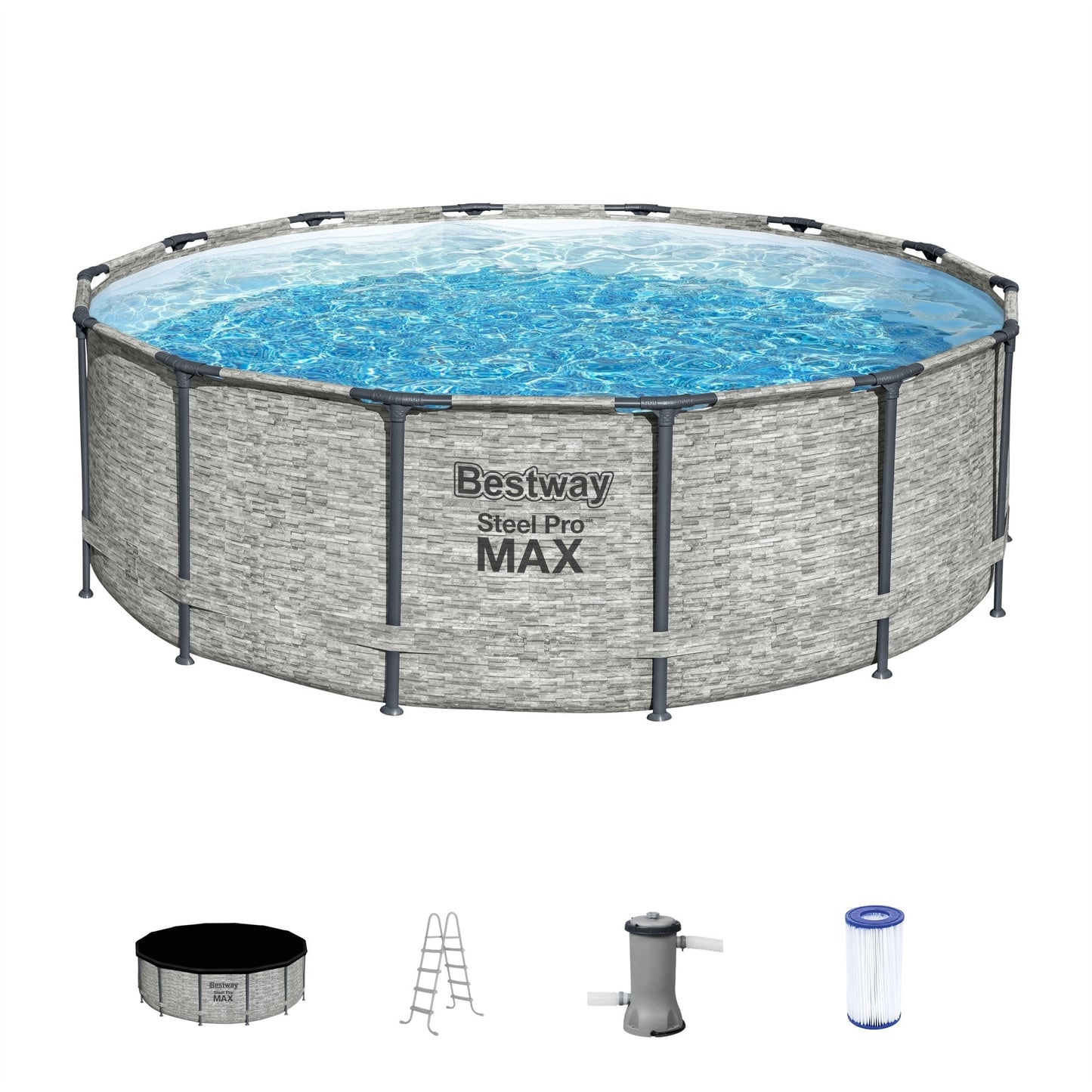 Piscine hors sol Bestway Steel Pro MAX ronde avec pompe et couverture