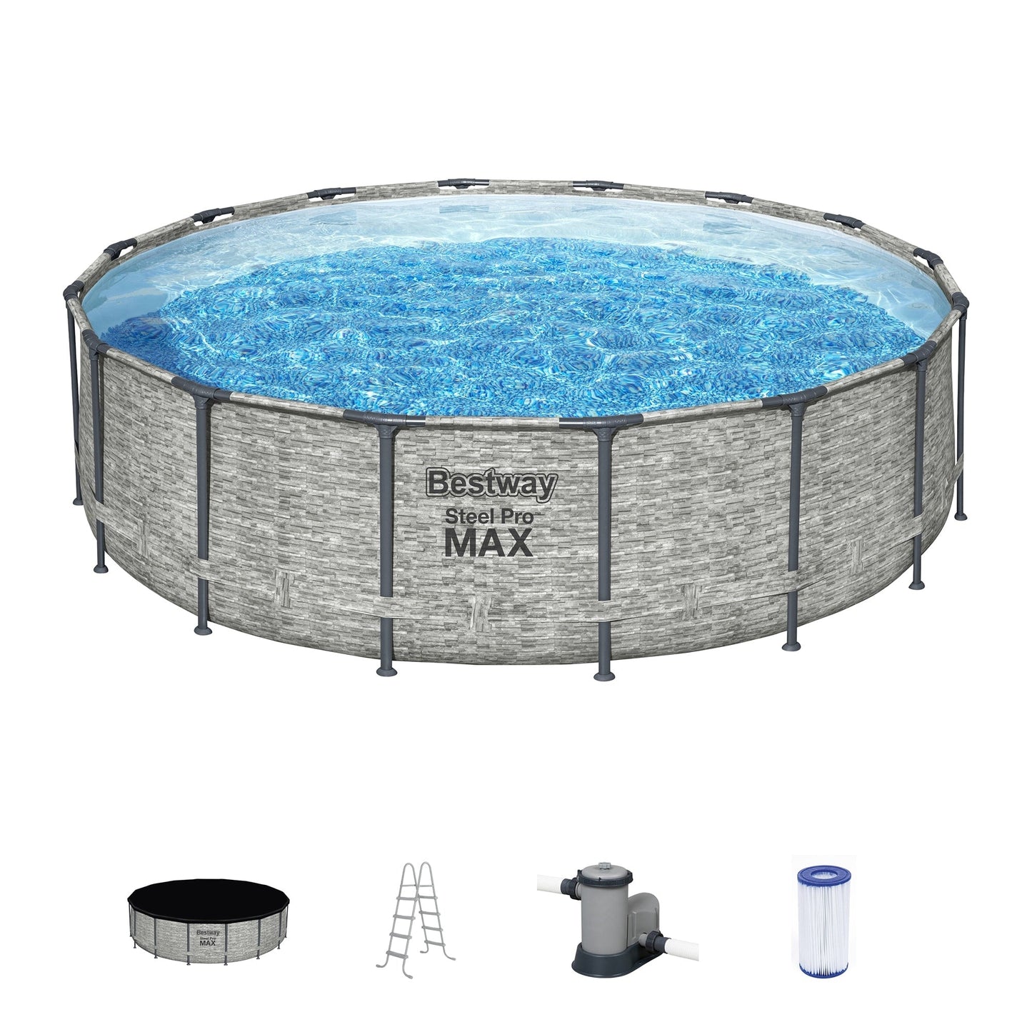 Piscine hors sol Bestway Steel Pro MAX ronde avec pompe et couverture