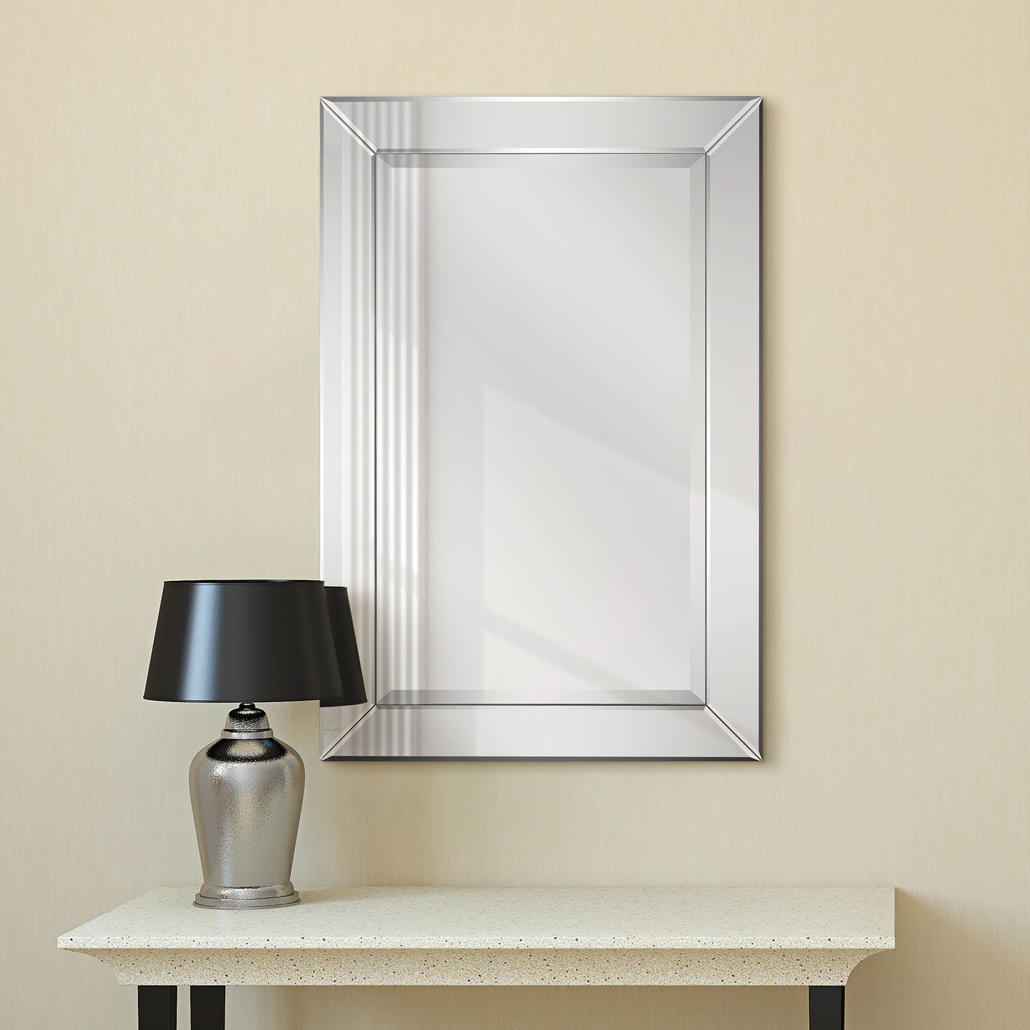 Miroir rectangulaire biseauté transparent haute définition à fixer au mur pour salle de bain, meuble-lavabo, chambre à coucher, 3 tailles