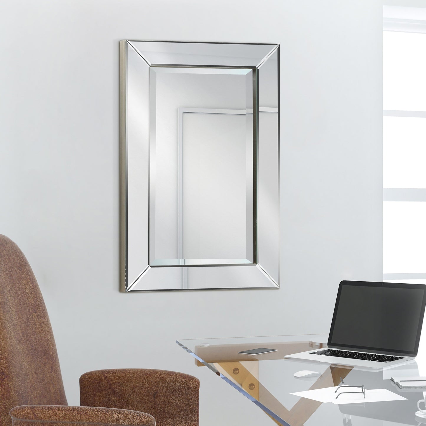 Miroir rectangulaire biseauté transparent haute définition à fixer au mur pour salle de bain, meuble-lavabo, chambre à coucher, 3 tailles
