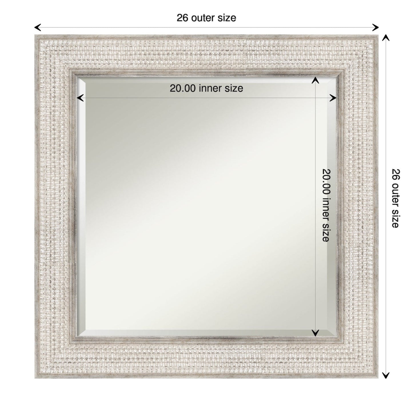 Miroir mural de salle de bain en bois biseauté - Cadre argenté Trellis - Trellis Argenté