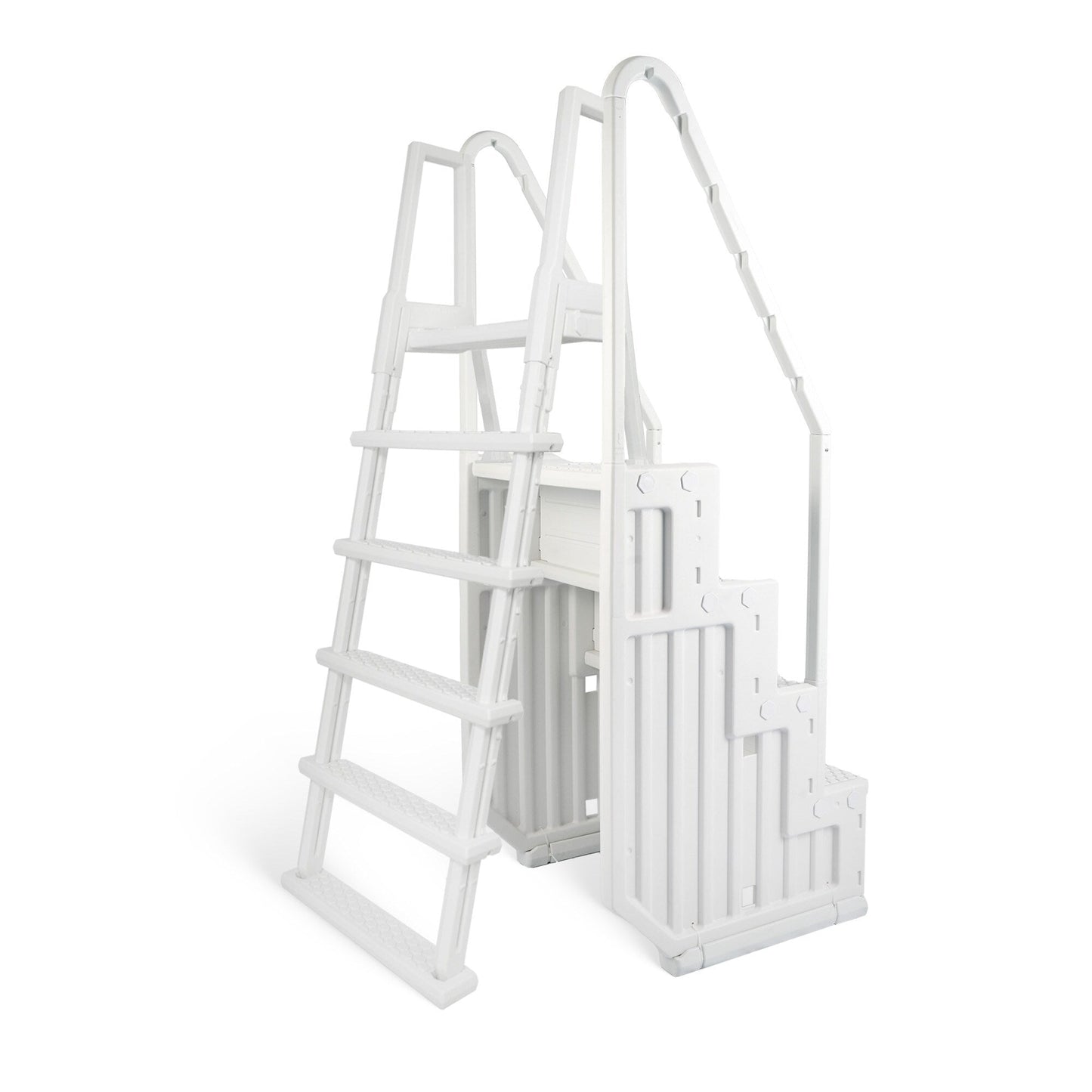 Escabeau d'accès à la piscine Blue Wave Easy Pool Step avec échelle extérieure pour piscines hors sol - 82,5 cm L x 142,2 cm P x 205,7 cm H