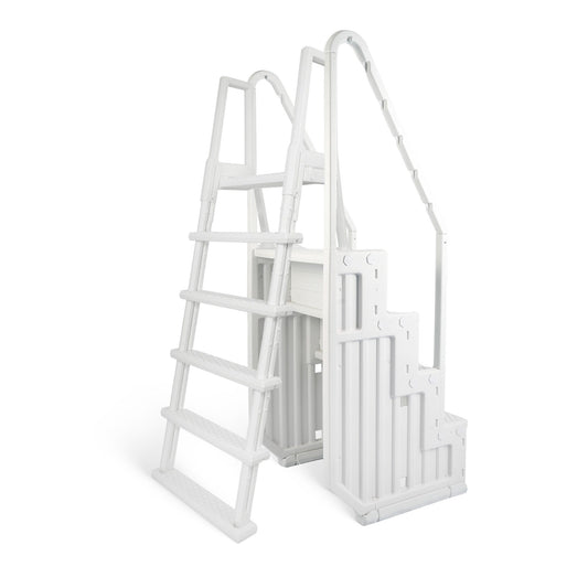 Escabeau d'accès à la piscine Blue Wave Easy Pool Step avec échelle extérieure pour piscines hors sol - 82,5 cm L x 142,2 cm P x 205,7 cm H