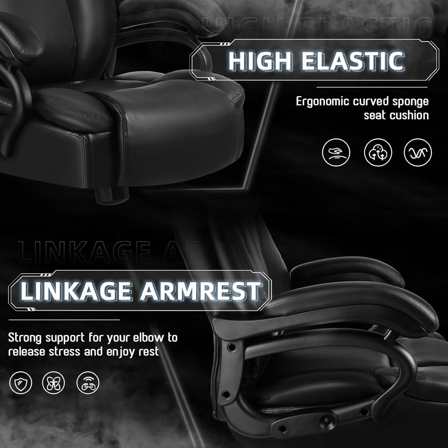 Chaise de bureau executive Bossin pour personnes de grande taille et fortes corpulent, support lombaire réglable, 500 lbs, chaise ergonomique à dossier haut en cuir PU pour ordinateur.