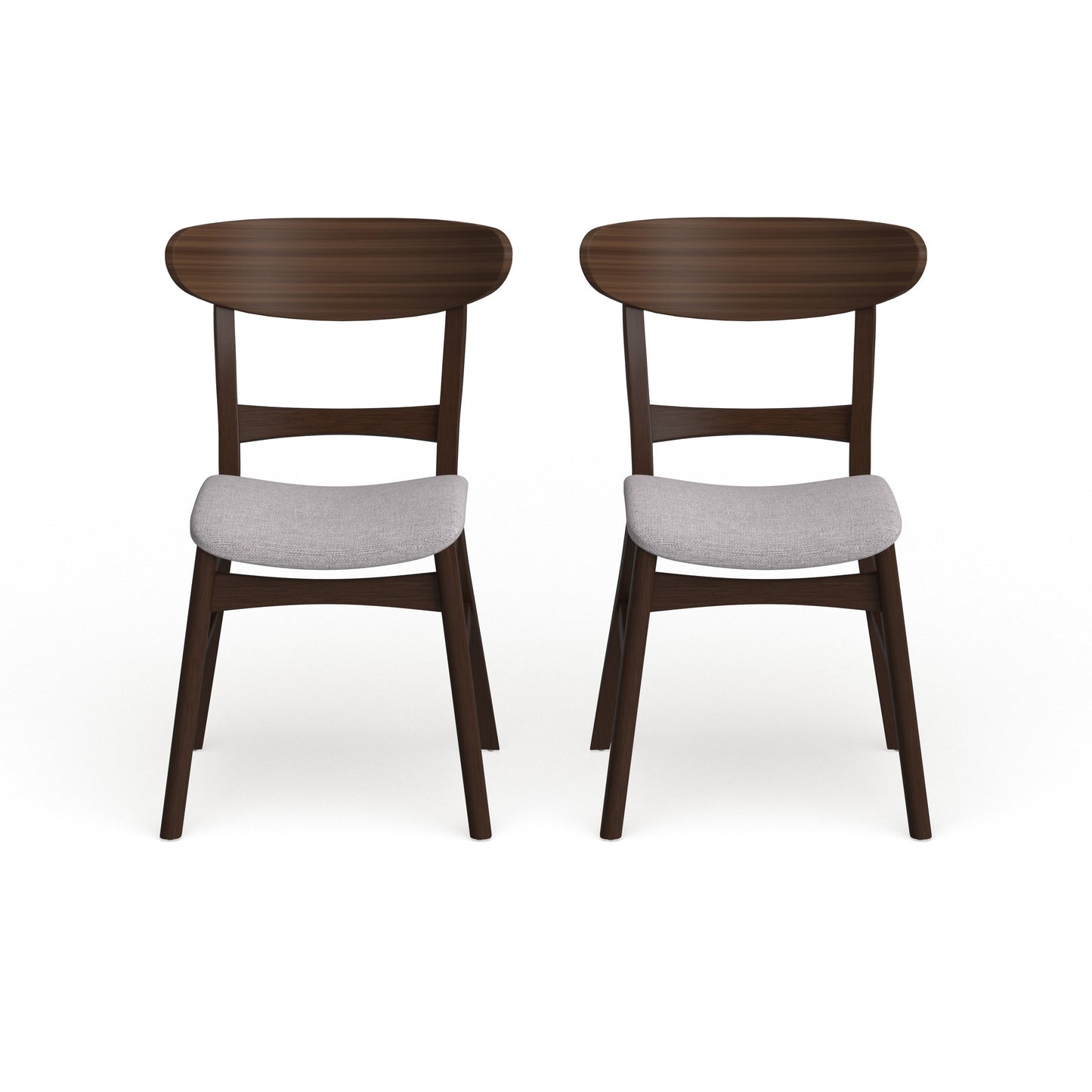 Chaise de salle à manger Abrielle en bois d'hévéa rembourrée, style moderne du milieu du siècle (lot de 2) par Christopher Knight Home