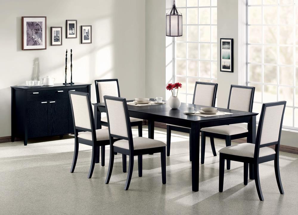 Louise Chaises de salle à manger rembourrées noires et crème (lot de 2)