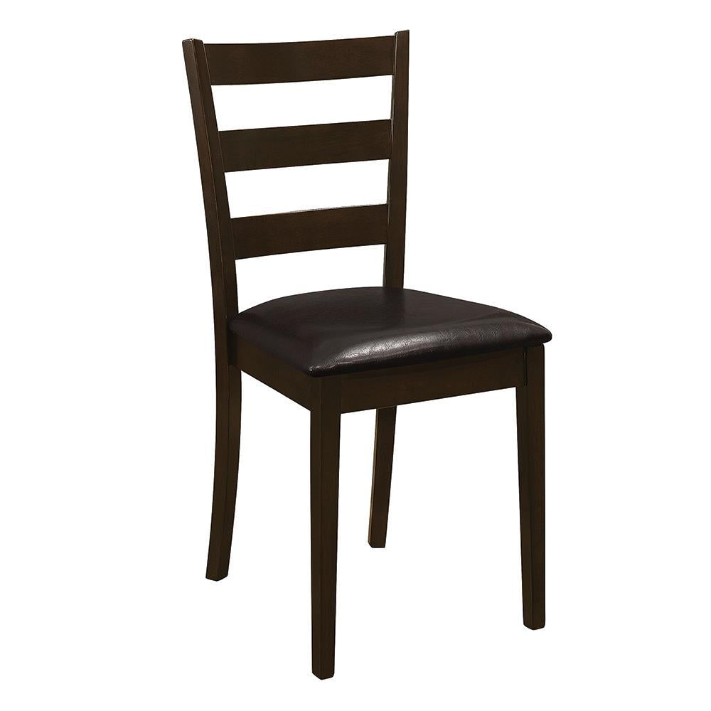 Ensemble salle à manger Guillen 5 pièces avec banc, couleur cappuccino et brun foncé.