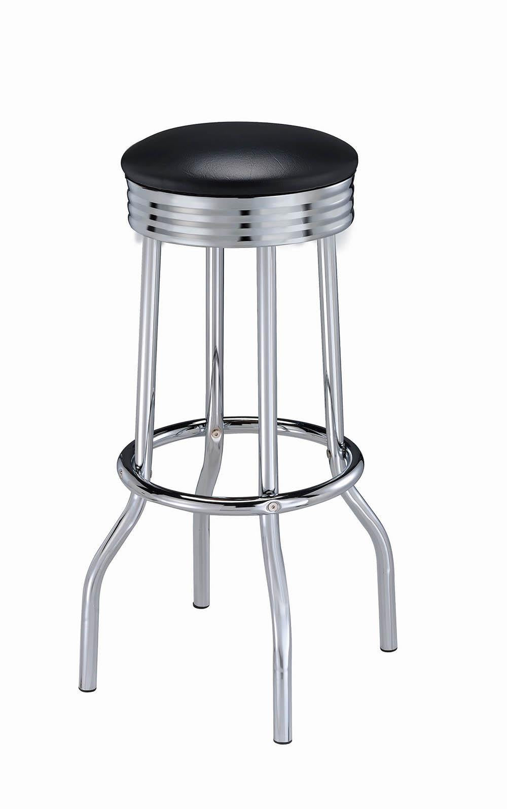 Tabourets de bar Theodore avec assise rembourrée, noir et chrome (lot de 2)