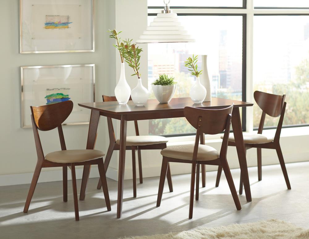 Chaises de salle à manger Kersey avec dossier incurvé, beige et châtaigne (lot de 2)