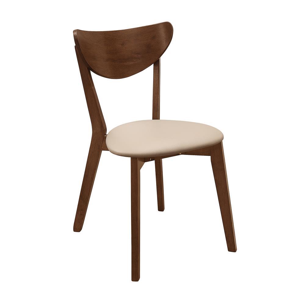 Chaises de salle à manger Kersey avec dossier incurvé, beige et châtaigne (lot de 2)
