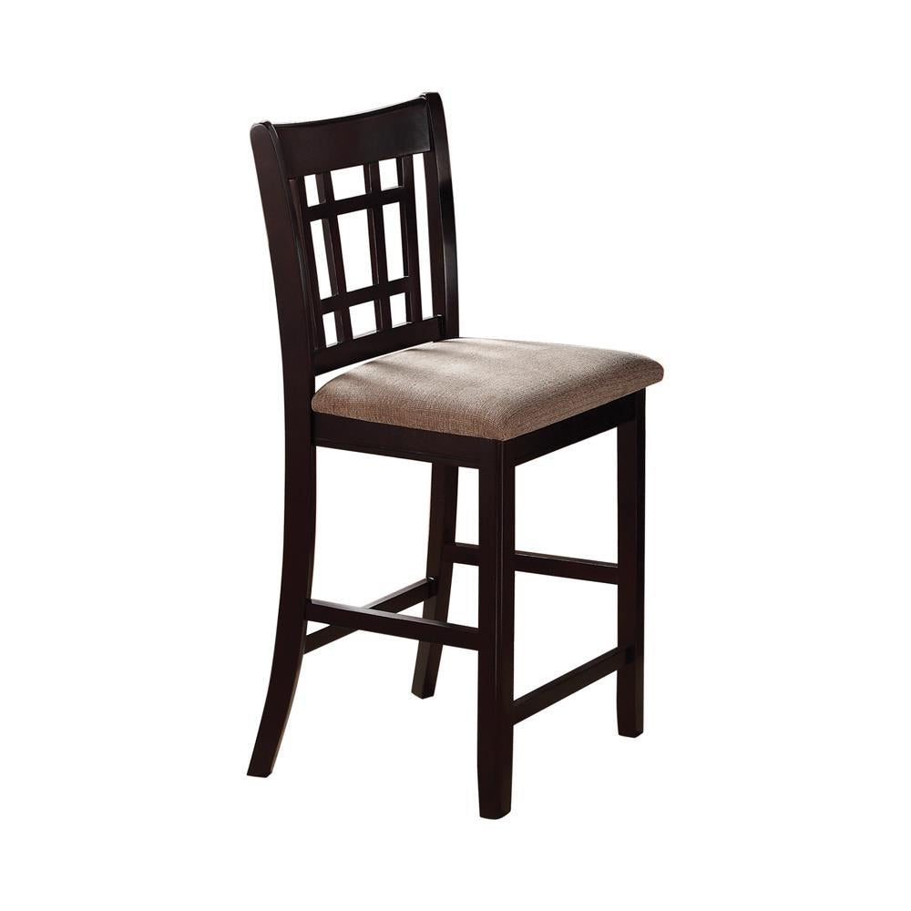 Tabourets de bar Lavon avec dossier en treillis, couleur tan et espresso (lot de 2)