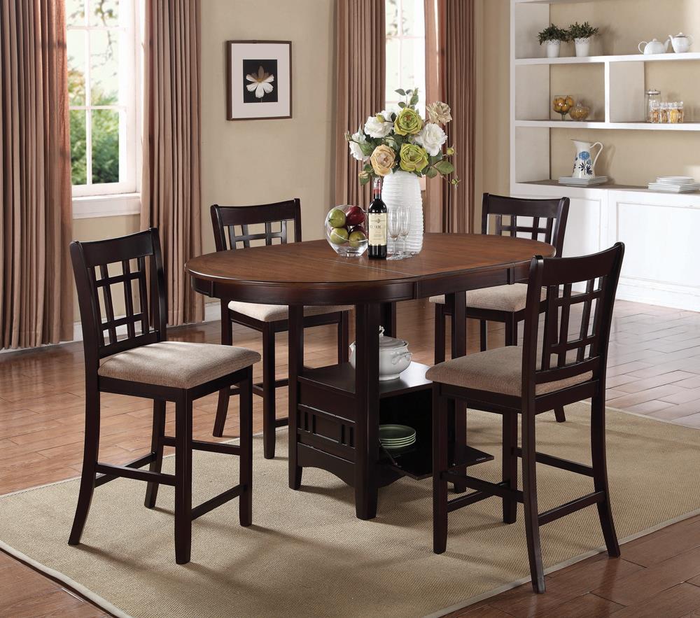 Tabourets de bar Lavon avec dossier en treillis, couleur tan et espresso (lot de 2)