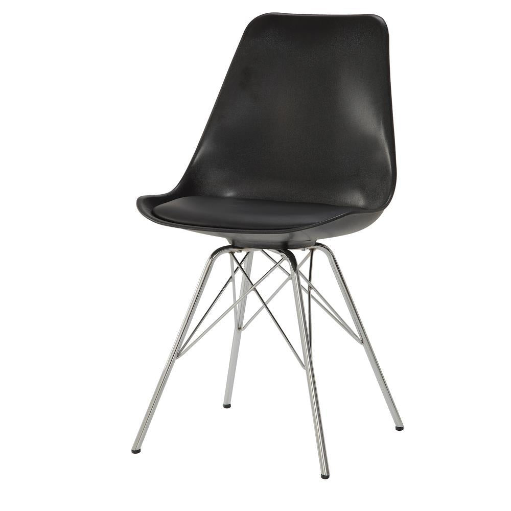 Chaises de salle à manger sans accoudoirs Juniper, noir et chrome (lot de 2)