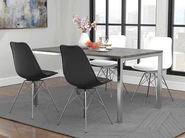 Chaises de salle à manger sans accoudoirs Juniper, blanches et chromées (lot de 2)