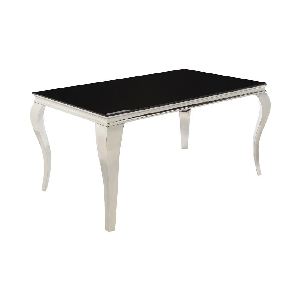 Table à manger rectangulaire Carone, chromée et noire