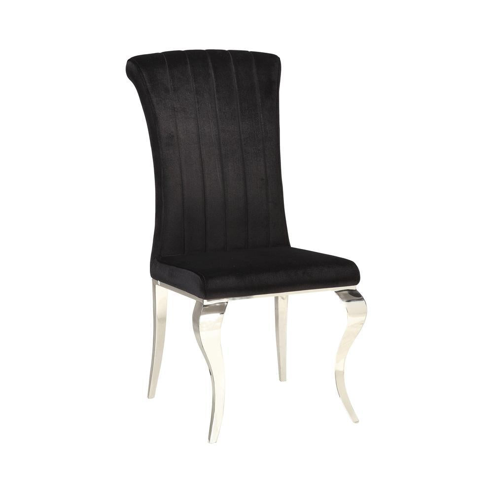 Chaises de salle à manger rembourrées Betty, noir et chrome (lot de 4)