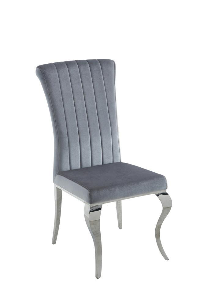 Chaises Betty à dossier et assise rembourrées, gris et chrome (lot de 4)