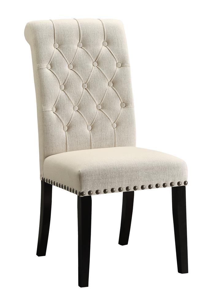 Chaises de salle à manger Alana avec dossier capitonné, revêtement en tissu, couleur beige (lot de 2)
