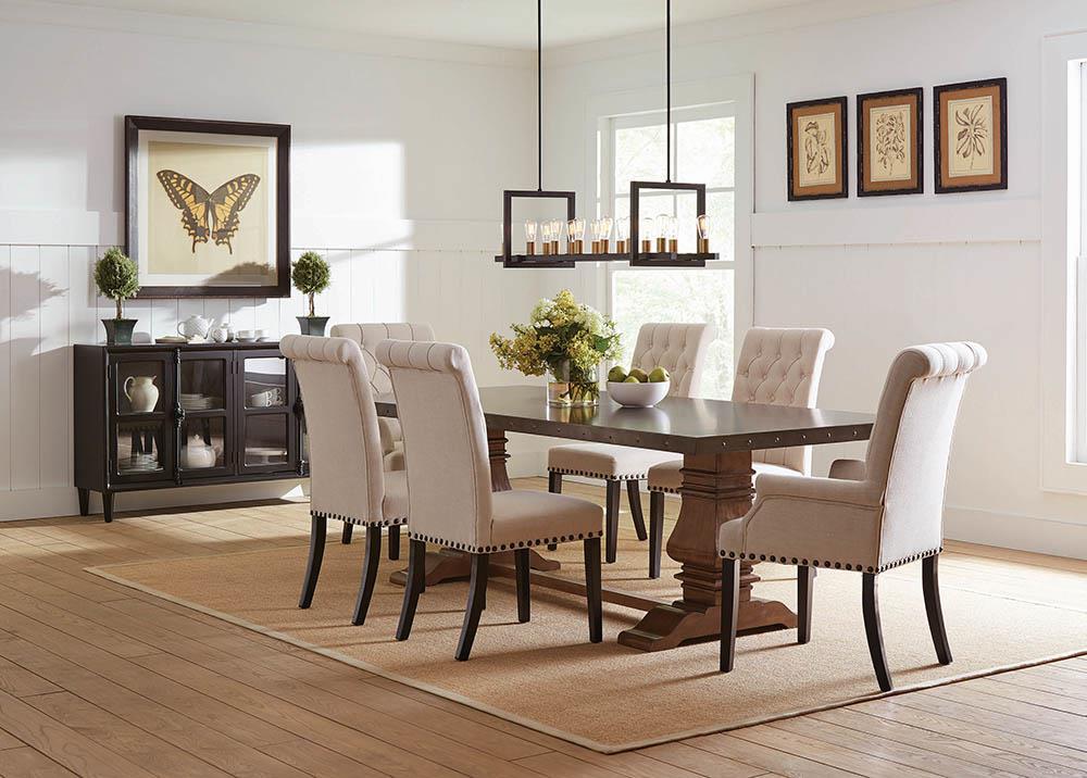 Chaises de salle à manger Alana avec dossier capitonné, revêtement en tissu, couleur beige (lot de 2)
