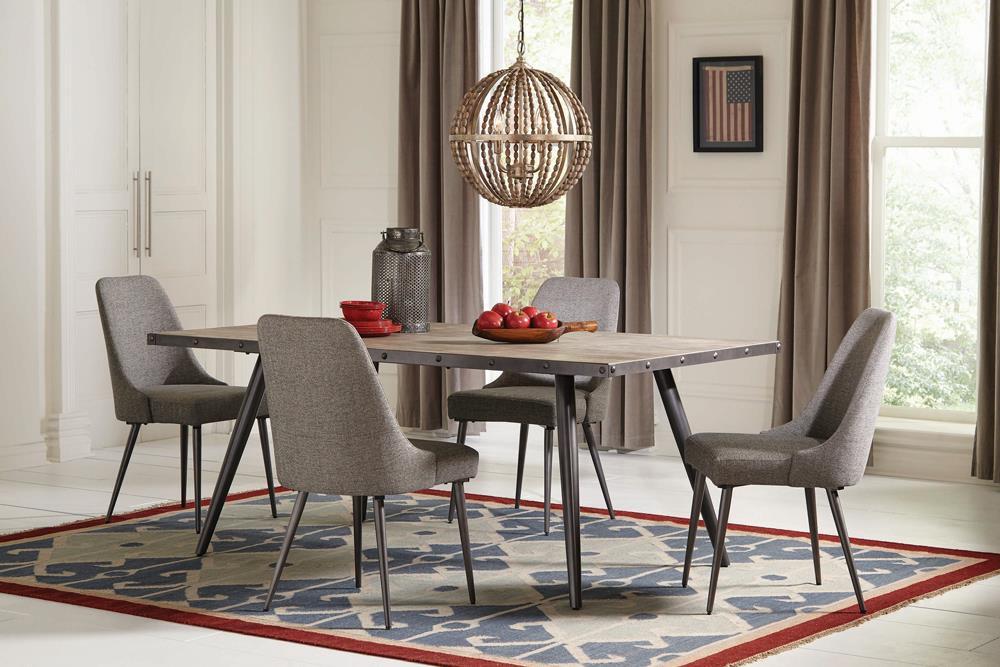 Chaises de salle à manger Alan, revêtement en tissu, gris (lot de 2)