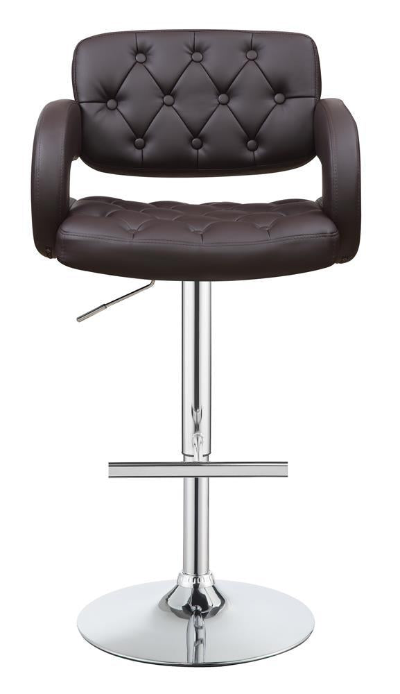 Tabouret de bar réglable Brandi, chromé et marron