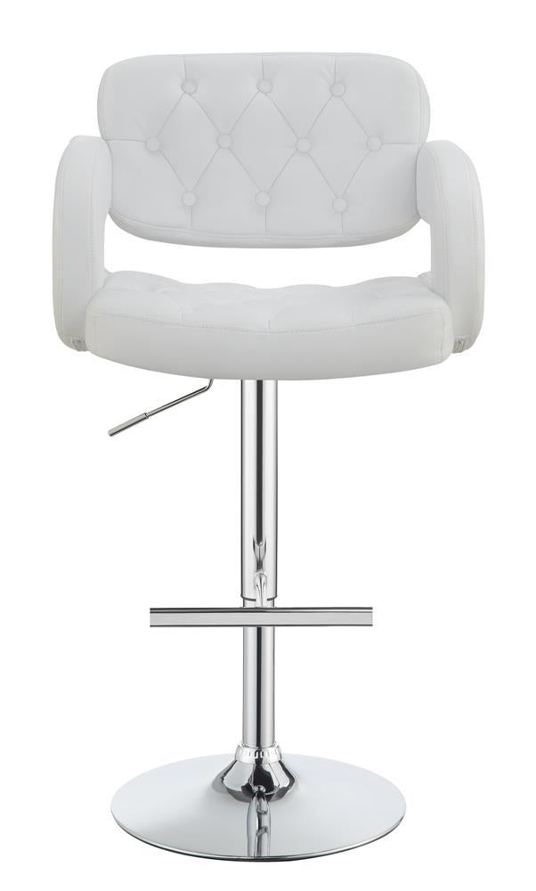 Tabouret de bar réglable Brandi, chrome et blanc