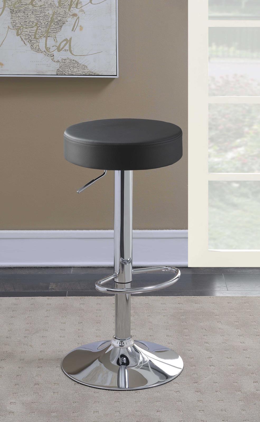 Tabouret de bar réglable Ramses 29, chromé et noir