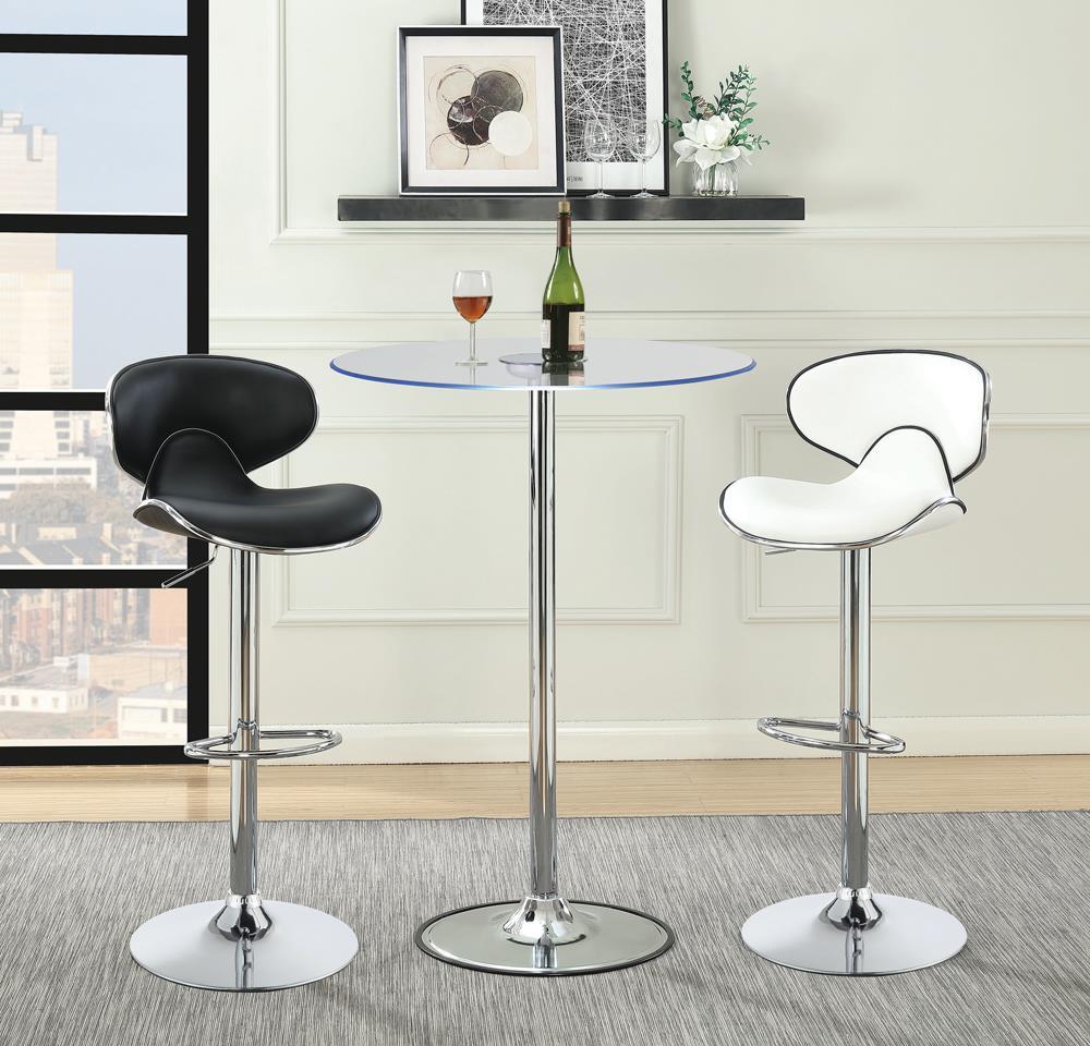 Tabourets de bar rembourrés et réglables en hauteur Edenton, noir et chrome (lot de 2)