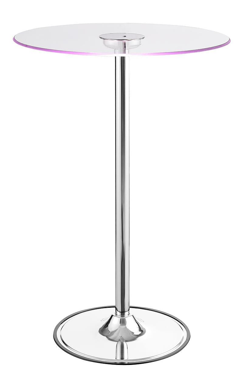 Table de bar Thea LED, chromée et transparente