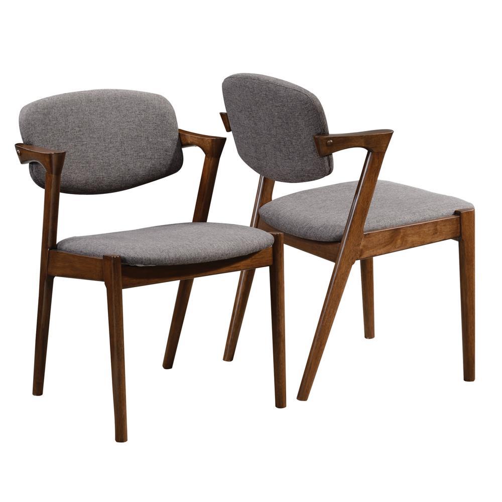 Chaises de salle à manger Malone, gris et noyer foncé (lot de 2)