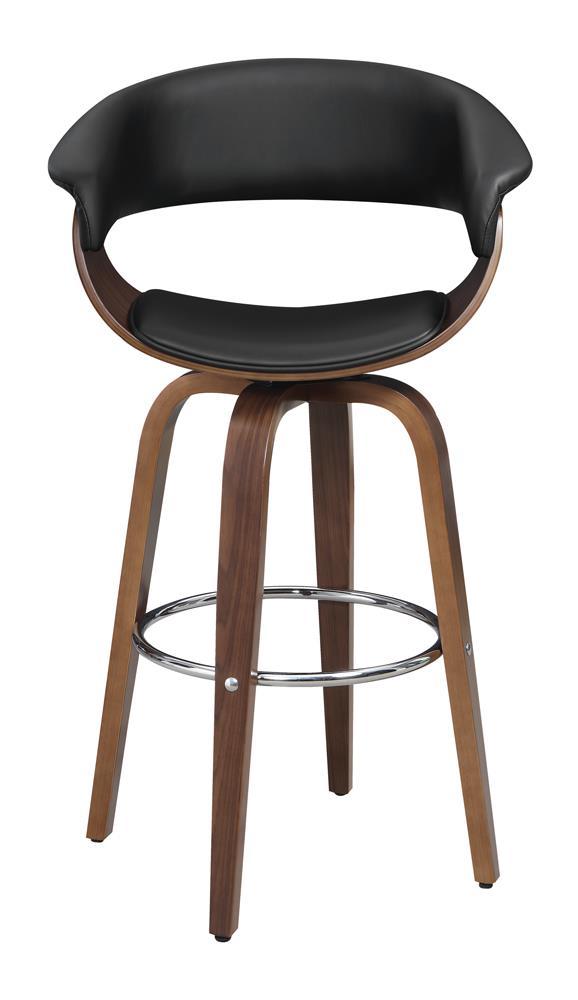 Tabouret de bar pivotant et rembourré Zion, couleur noyer et noir