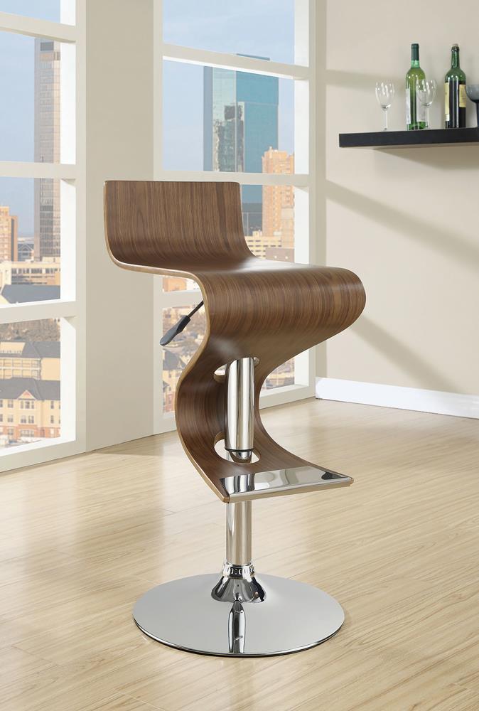 Tabouret de bar réglable Covina en noyer et chrome