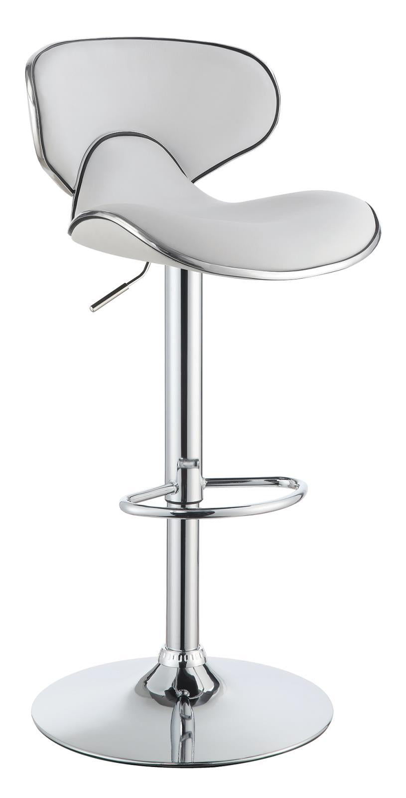 Tabourets de bar rembourrés et réglables en hauteur Edenton, blanc et chrome (lot de 2)