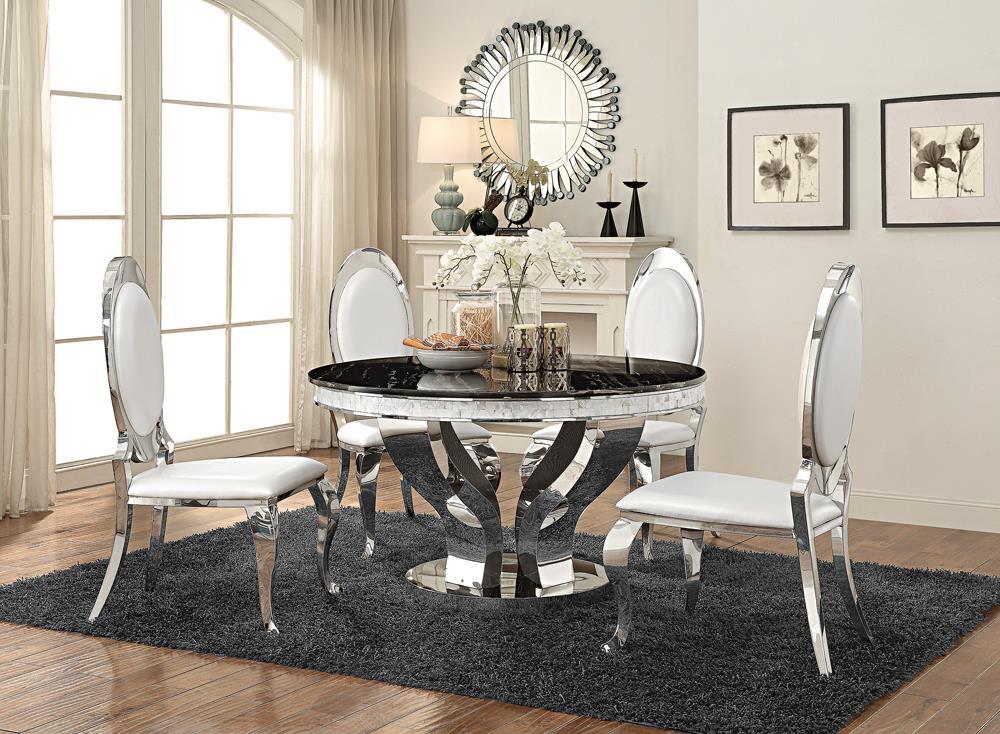 Chaises d'appoint à dossier ovale Anchorage, crème et chrome (lot de 2)