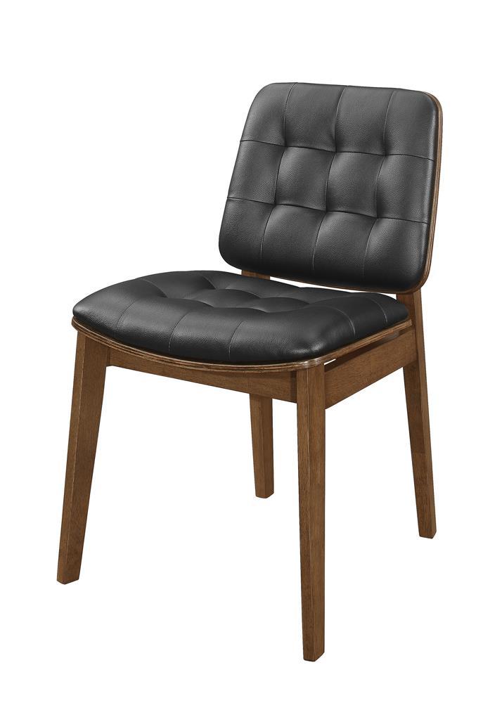 Chaises de bar avec dossier capitonné Redbridge, en noyer naturel et noir (lot de 2)