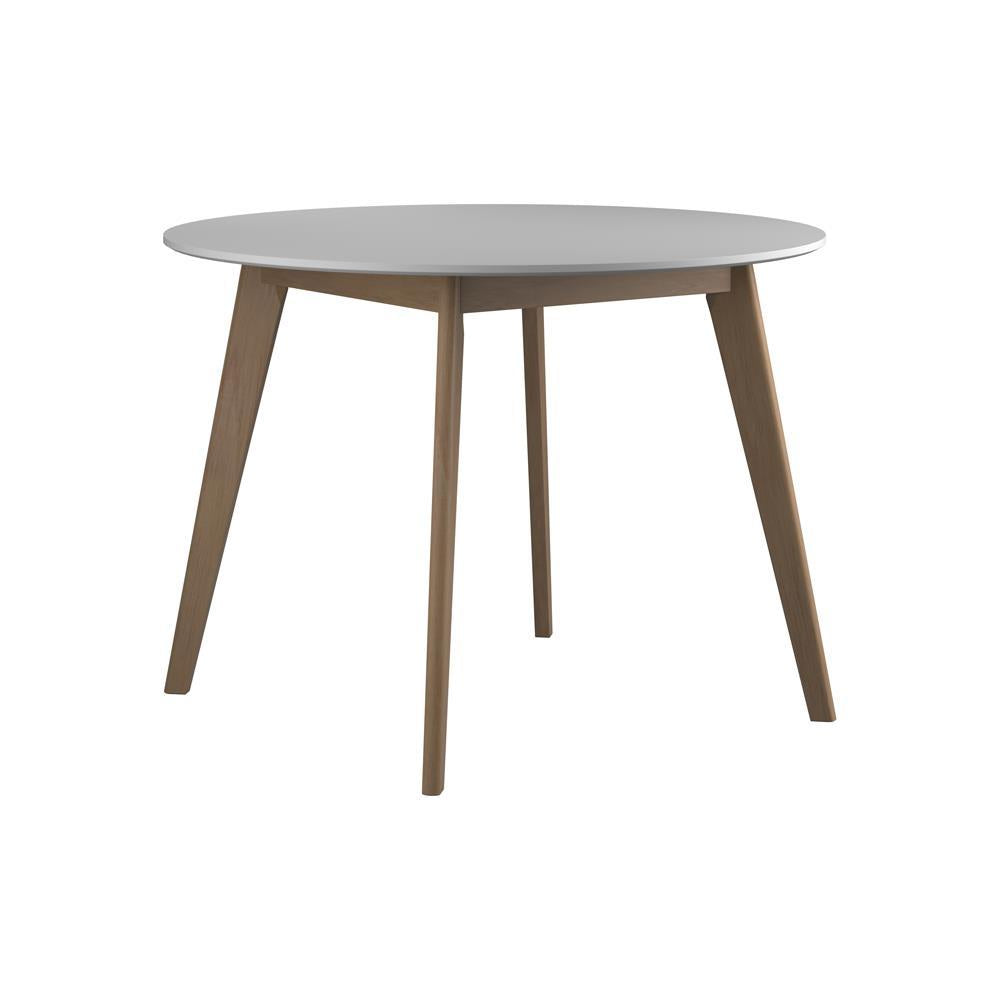 Table de salle à manger ronde Breckenridge, blanc mat et chêne naturel