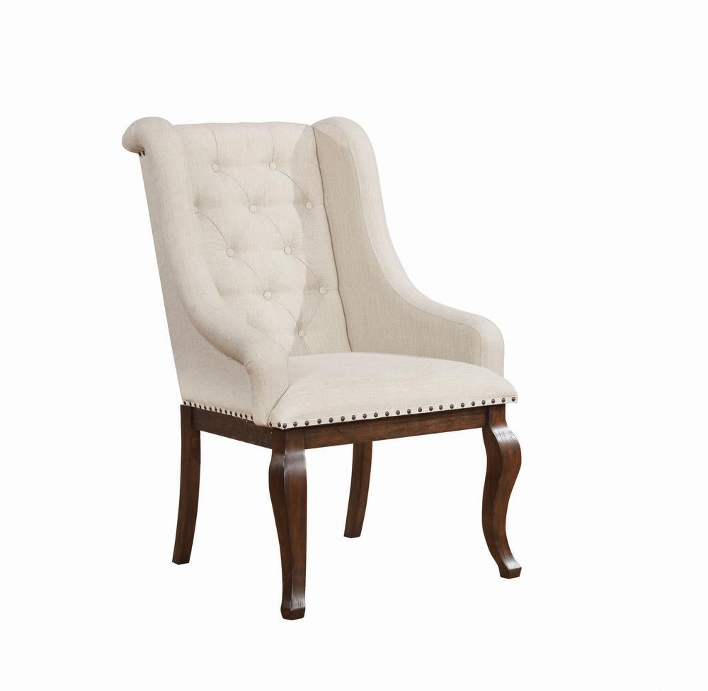 Fauteuils à accoudoirs capitonnés Brockway, crème et Java antique (lot de 2)