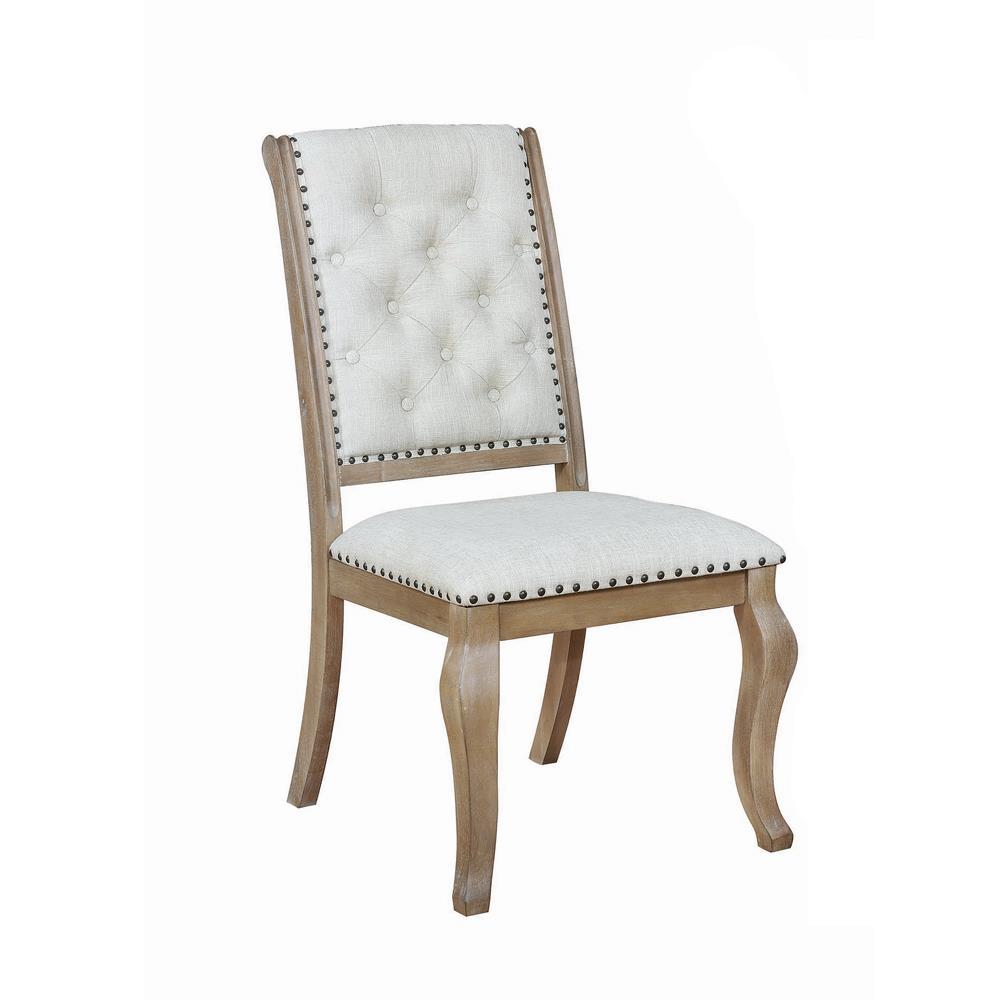 Fauteuils d'appoint capitonnés Brockway, crème et brun clair (lot de 2)