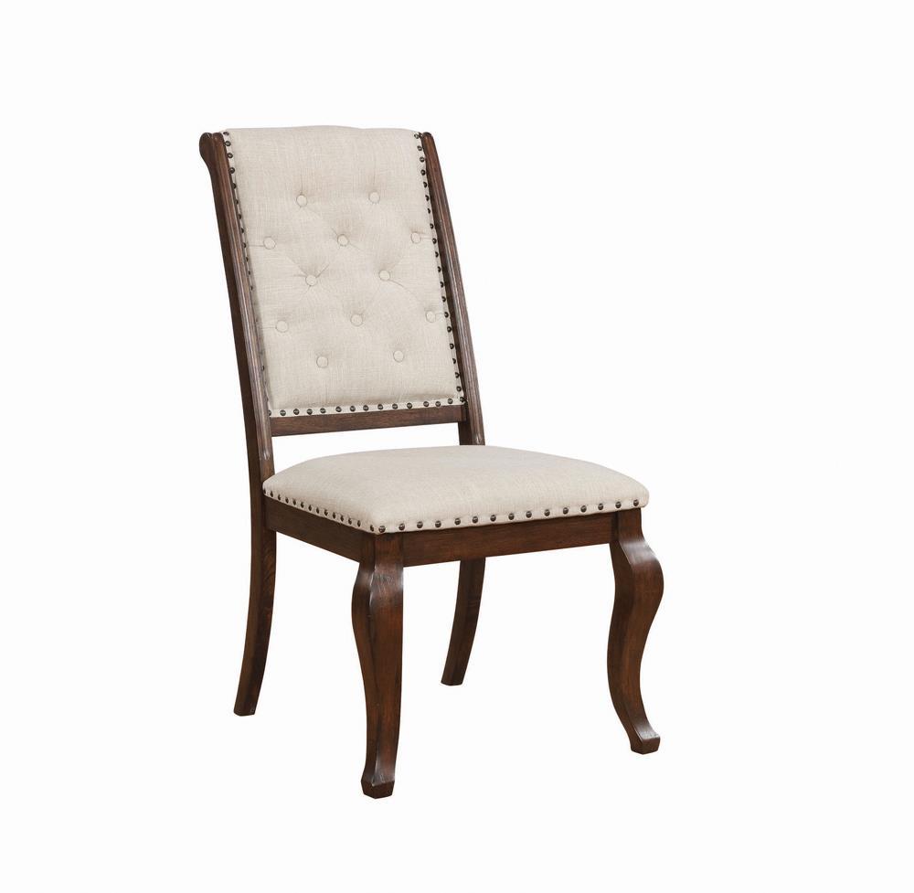 Chaises de salle à manger capitonnées Brockway, couleur crème et Java antique (lot de 2)