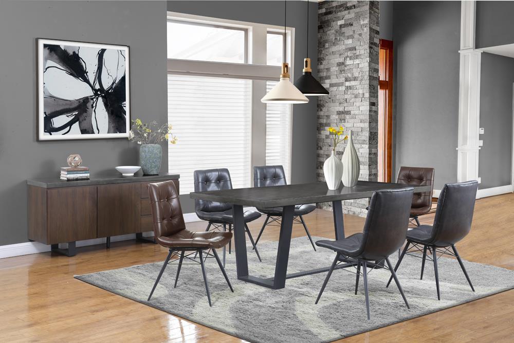 Aiken Fauteuils d'appoint capitonnés en tissu, marron (lot de 4)