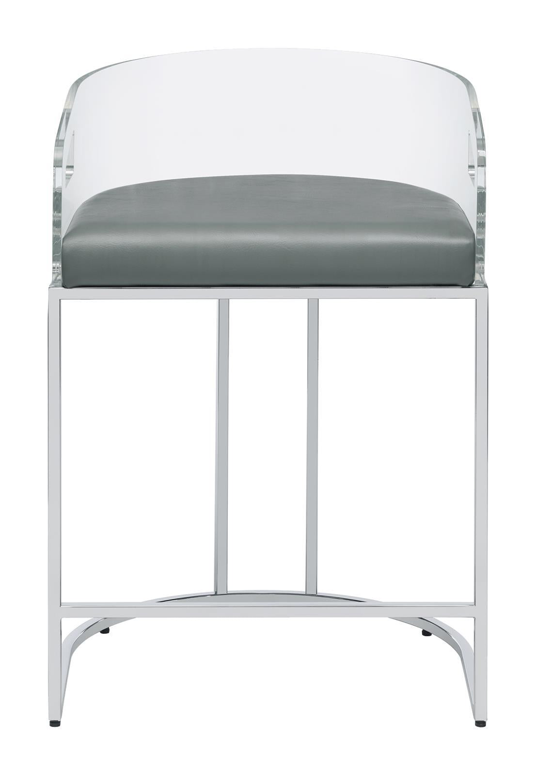Thermosolis Tabourets de comptoir avec dossier en acrylique, gris et chrome (lot de 2)