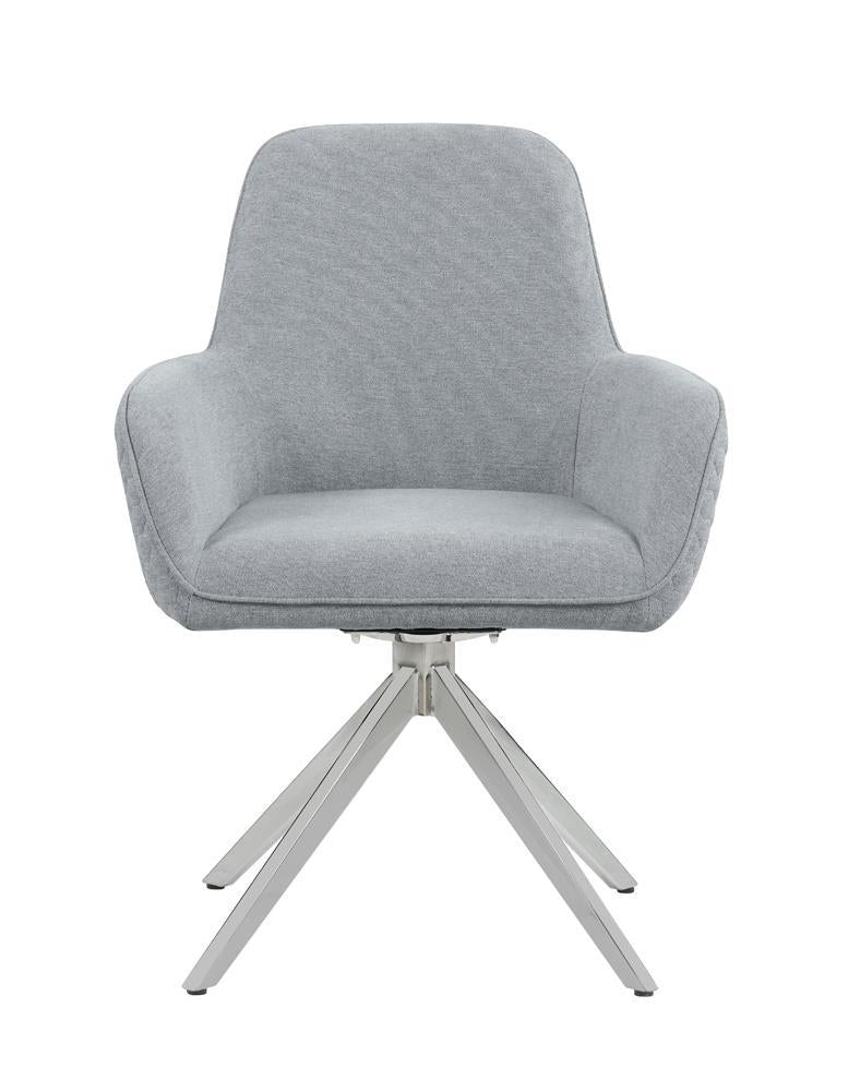 Chaise d'appoint Abby Flare avec accoudoirs, gris clair et chrome